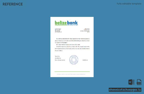 Belize Belizebank Referenzbeispiel Vorschau